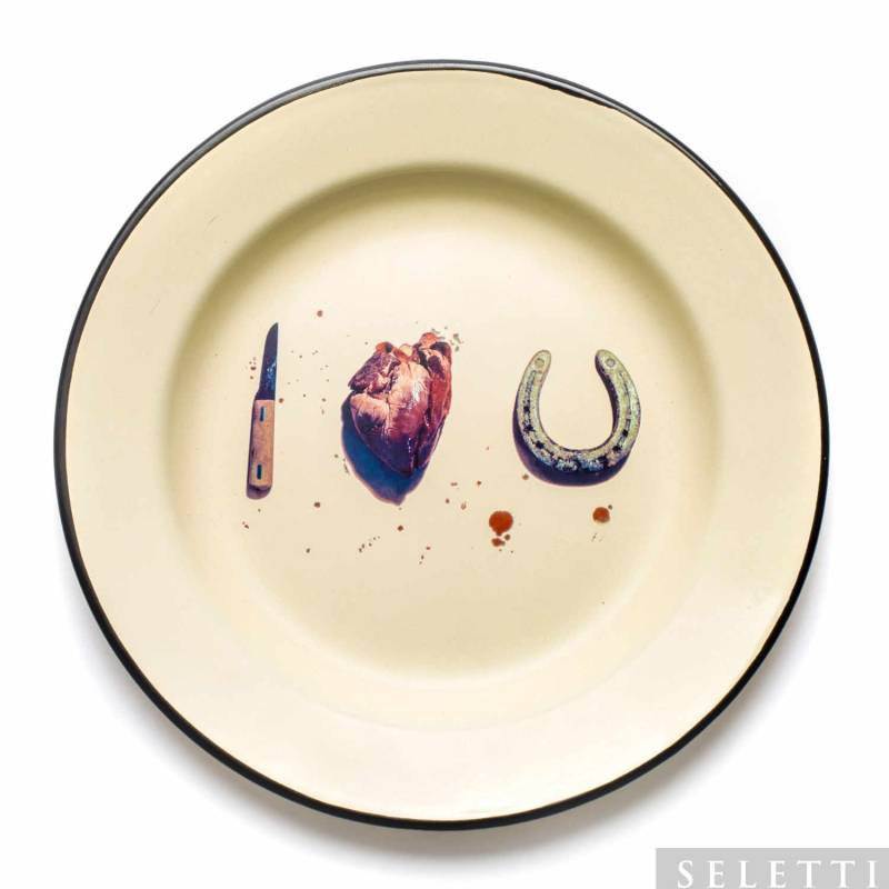 Enamel Plates Toiletpaper Speiseteller, Motiv i love u von Seletti