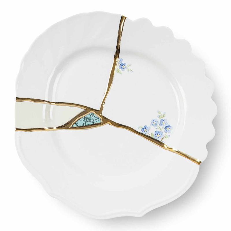 Kintsugi Dessert Plate Dessertteller , Motiv blume von Seletti