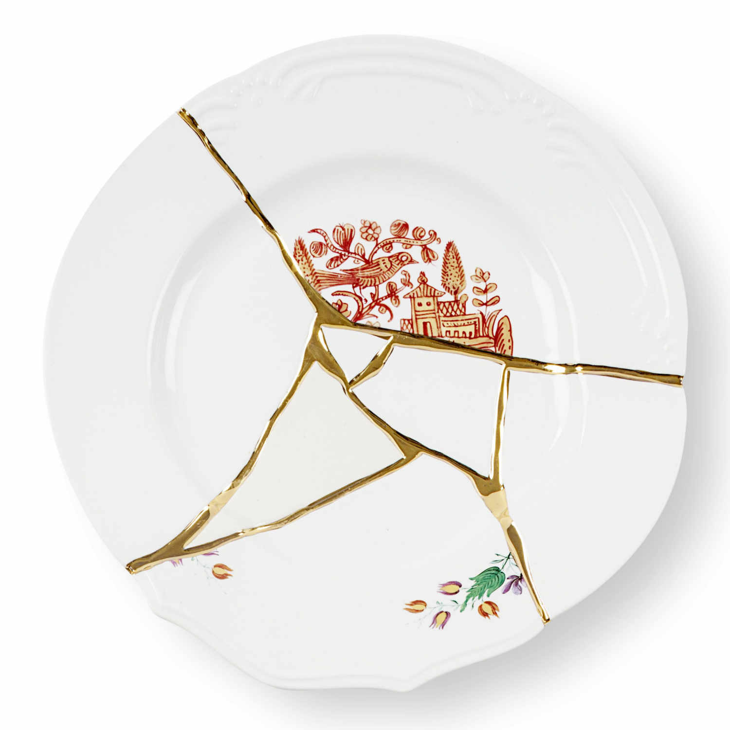 Kintsugi Dinner Plate Speiseteller , Motiv vogel von Seletti