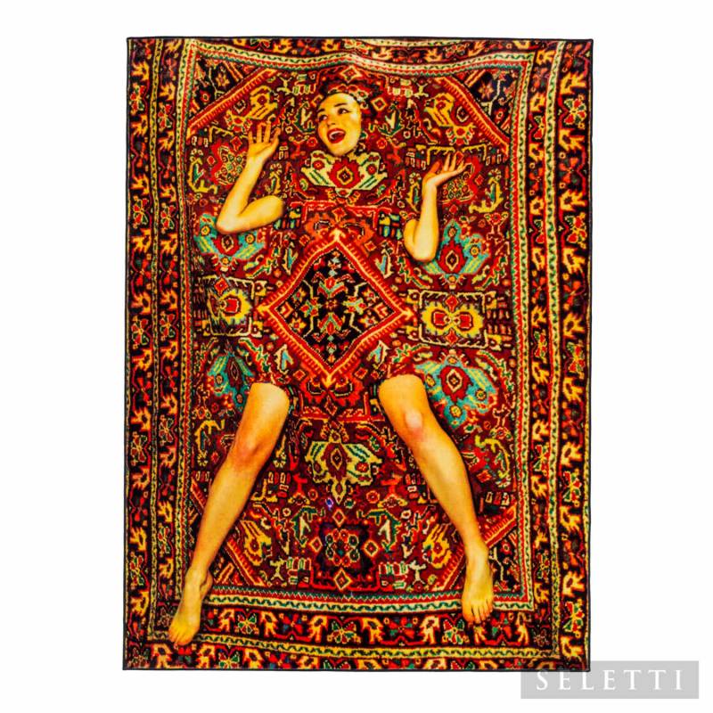 Rectangular Rug Teppich, Motiv lady on carpet von Seletti