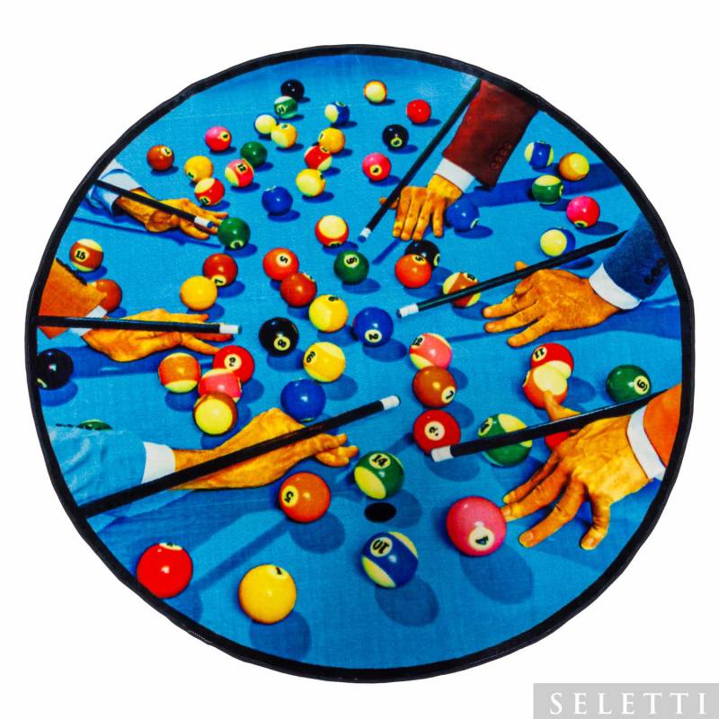 Round Rug Teppich, Motiv snooker von Seletti