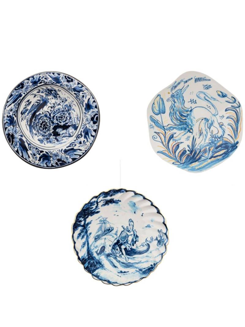 Seletti Classics on Acid ceramic plates (set of three) - Blue von Seletti