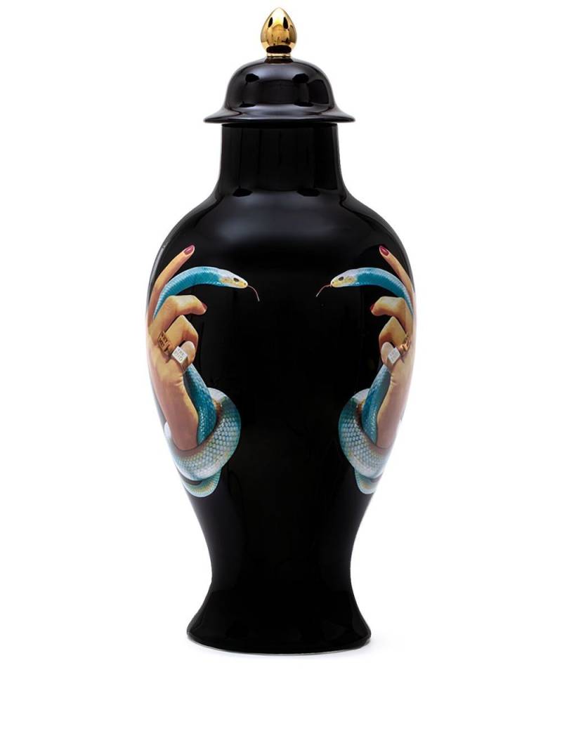 Seletti Hand With Snakes porcelain vase - Black von Seletti