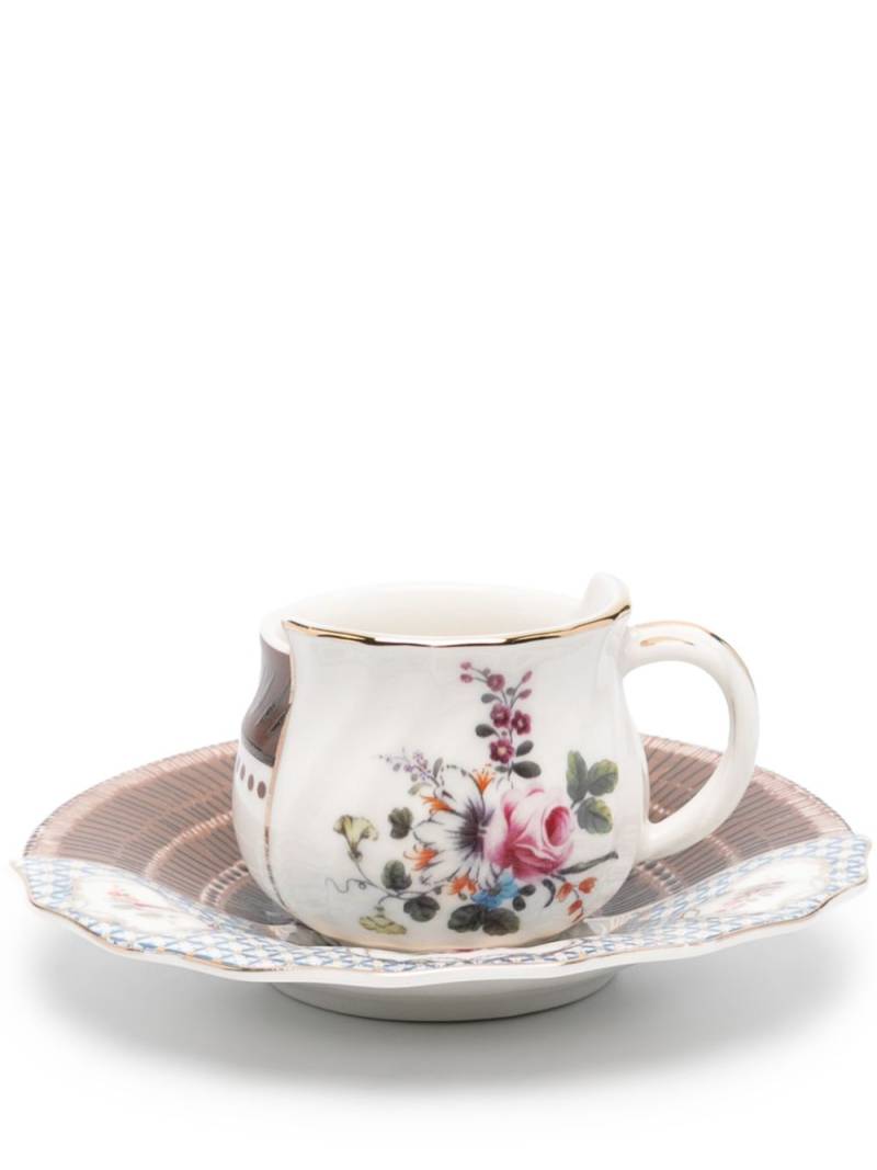 Seletti Hybrid Djenne floral-print coffee cup set - Brown von Seletti