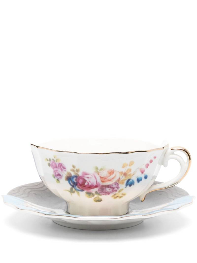 Seletti Hybrid Kerma floral-print tea cup set - Grey von Seletti