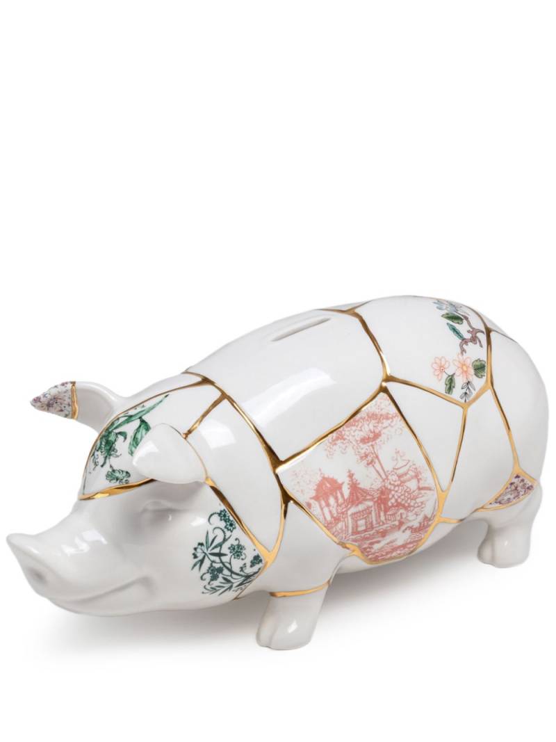 Seletti Kintsugi porcelain piggy bank - White von Seletti