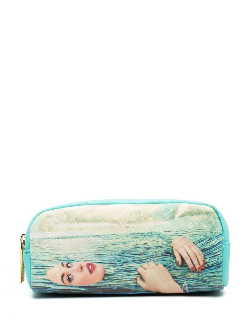 Seletti Sea Girl print wash bag - Blue von Seletti