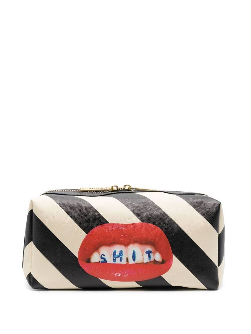 Seletti Toilet-Paper stripe-print wash bag - Black von Seletti