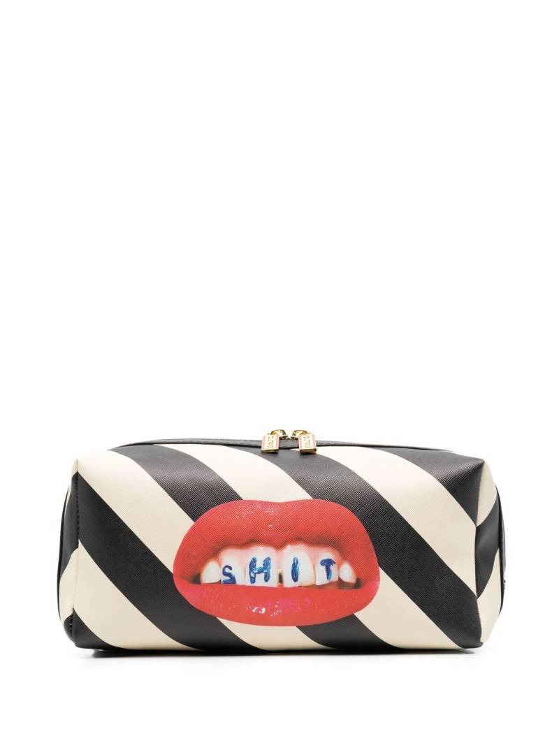 Seletti graphic-print striped wash bag - Black von Seletti