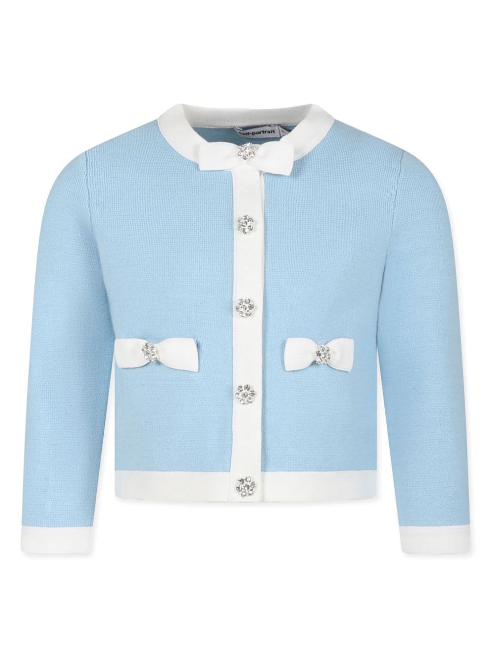 Self-Portrait Kids bow-detail cotton-blend cardigan - Blue von Self-Portrait Kids