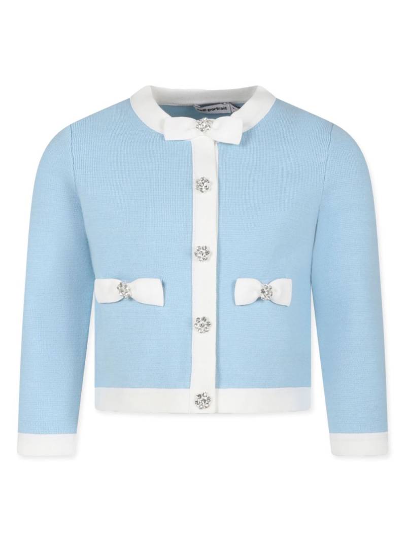 Self-Portrait Kids bow-detail cotton-blend cardigan - Blue von Self-Portrait Kids