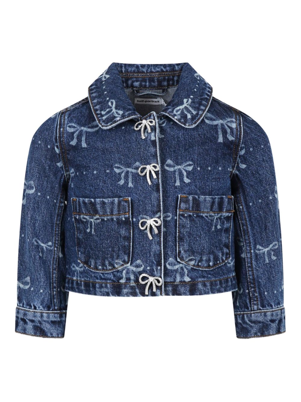 Self-Portrait Kids bow-print jacket - Blue von Self-Portrait Kids