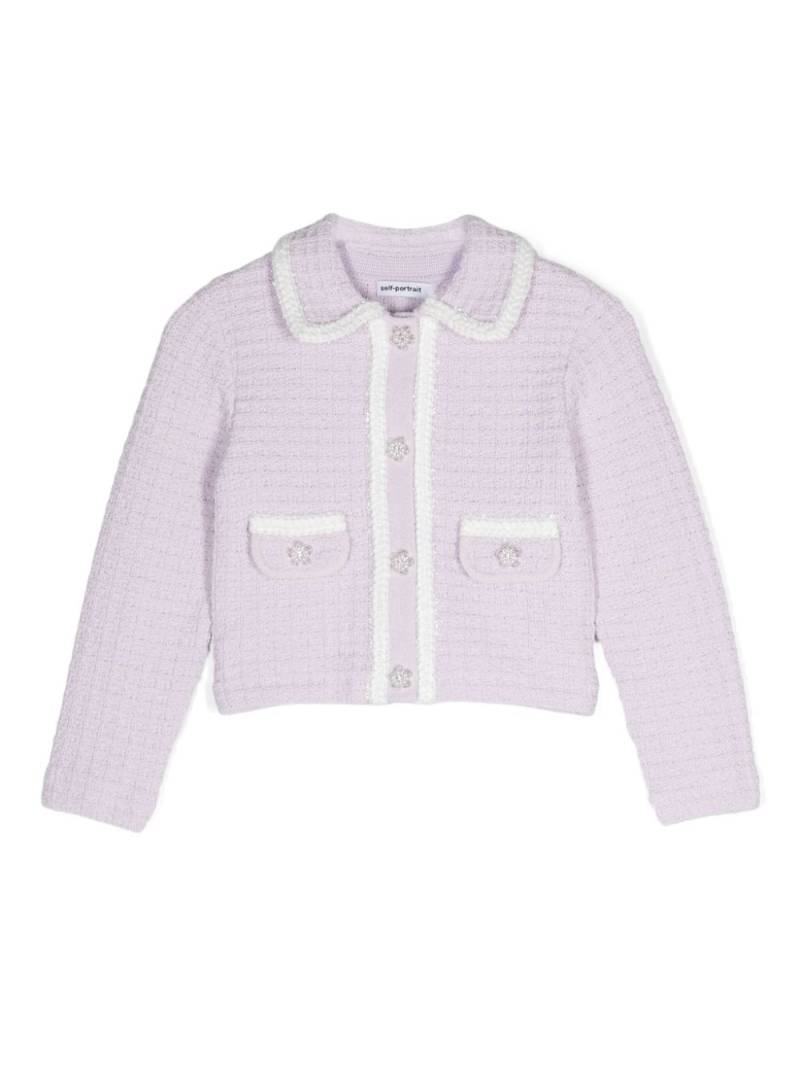 Self-Portrait Kids contrast-trim cardigan - Purple von Self-Portrait Kids