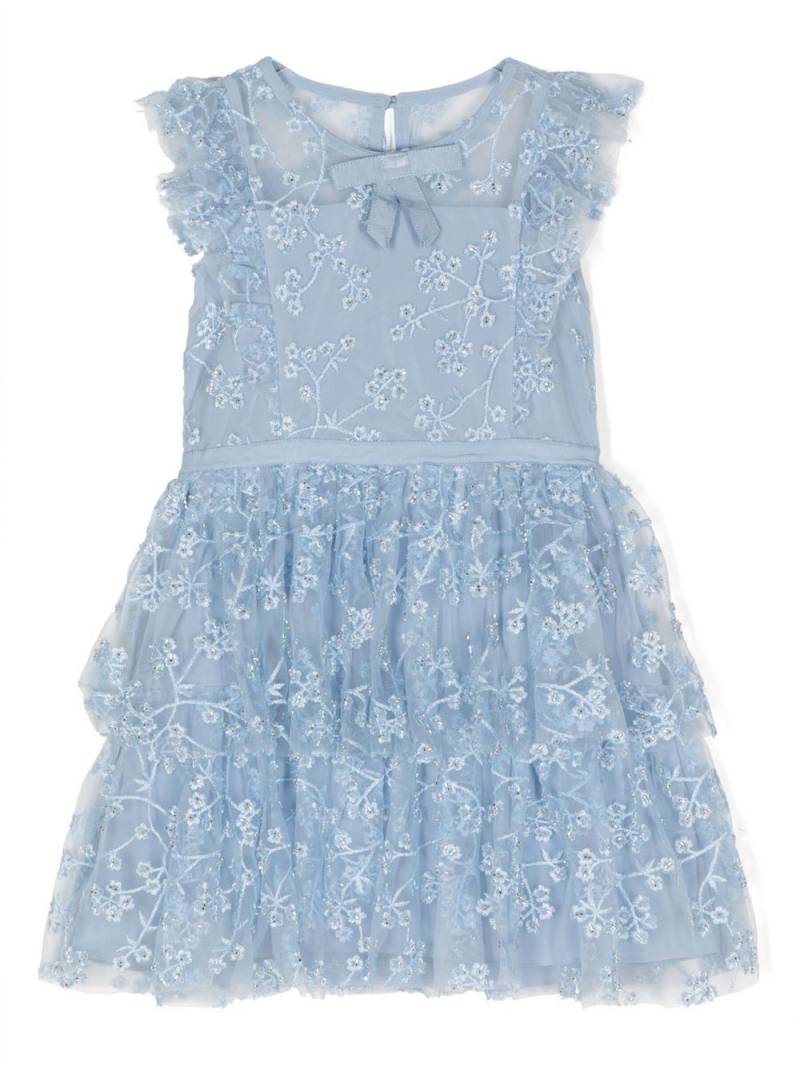 Self-Portrait Kids floral-embroidery bow-detail dress - Blue von Self-Portrait Kids