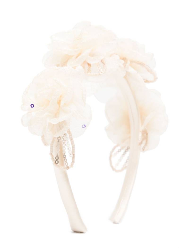 Self-Portrait Kids flower-appliqué head band - Neutrals von Self-Portrait Kids