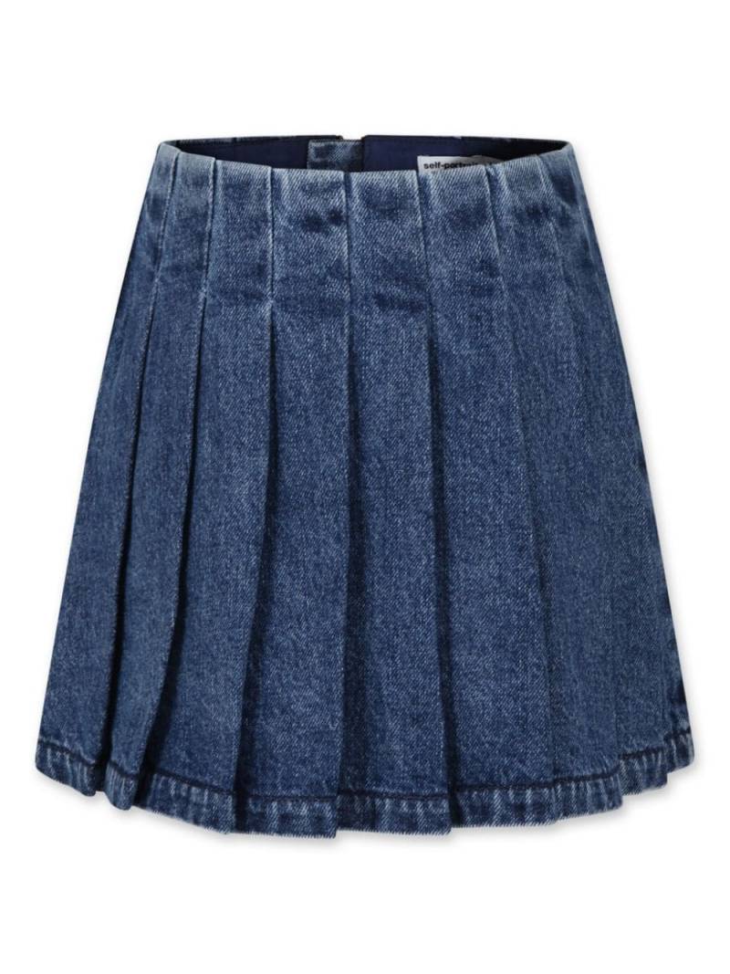 Self-Portrait Kids pleated denim skirt - Blue von Self-Portrait Kids