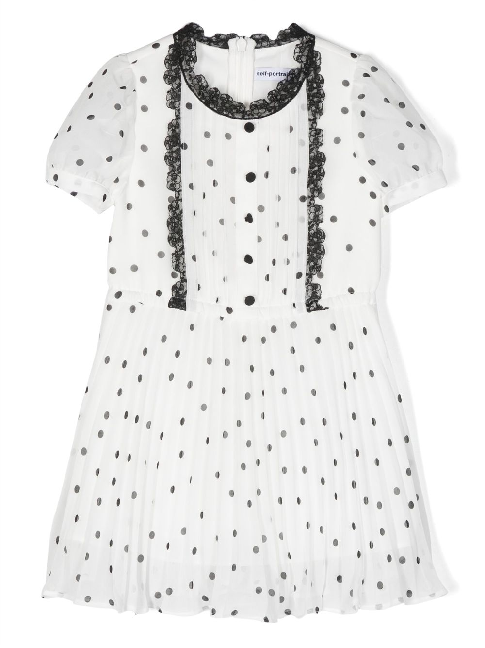 Self-Portrait Kids polka-dot print pleated flared dress - White von Self-Portrait Kids