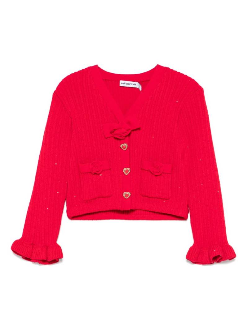 Self-Portrait Kids ribbed-knit cardigan - Red von Self-Portrait Kids