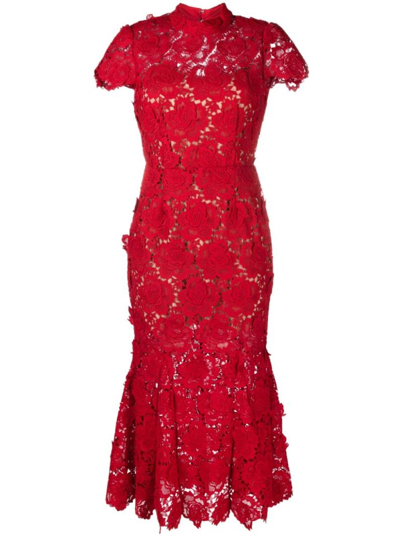 Self-Portrait 3D flora-lace midi dress - Red von Self-Portrait