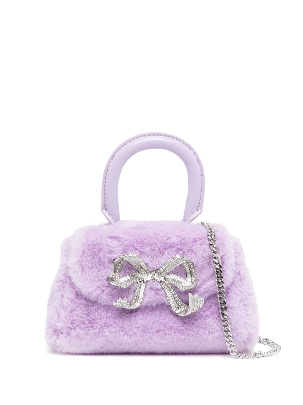 Self-Portrait Micro Bow brushed mini bag - Purple von Self-Portrait