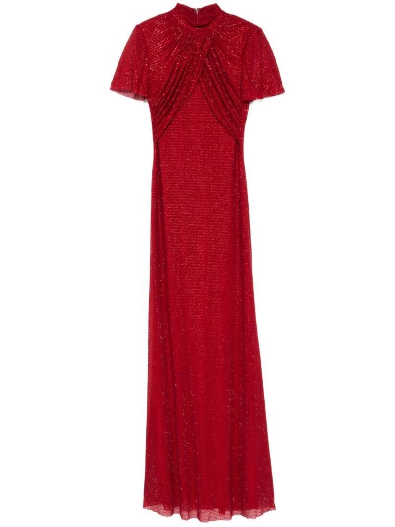 Self-Portrait Rhinestone mesh midi dress - Red von Self-Portrait