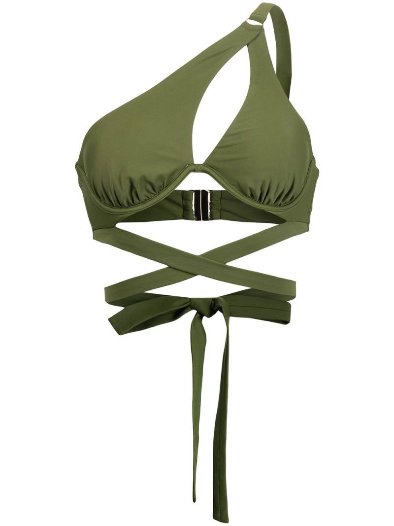 Self-Portrait asymmetric wrap bikini top - Green von Self-Portrait