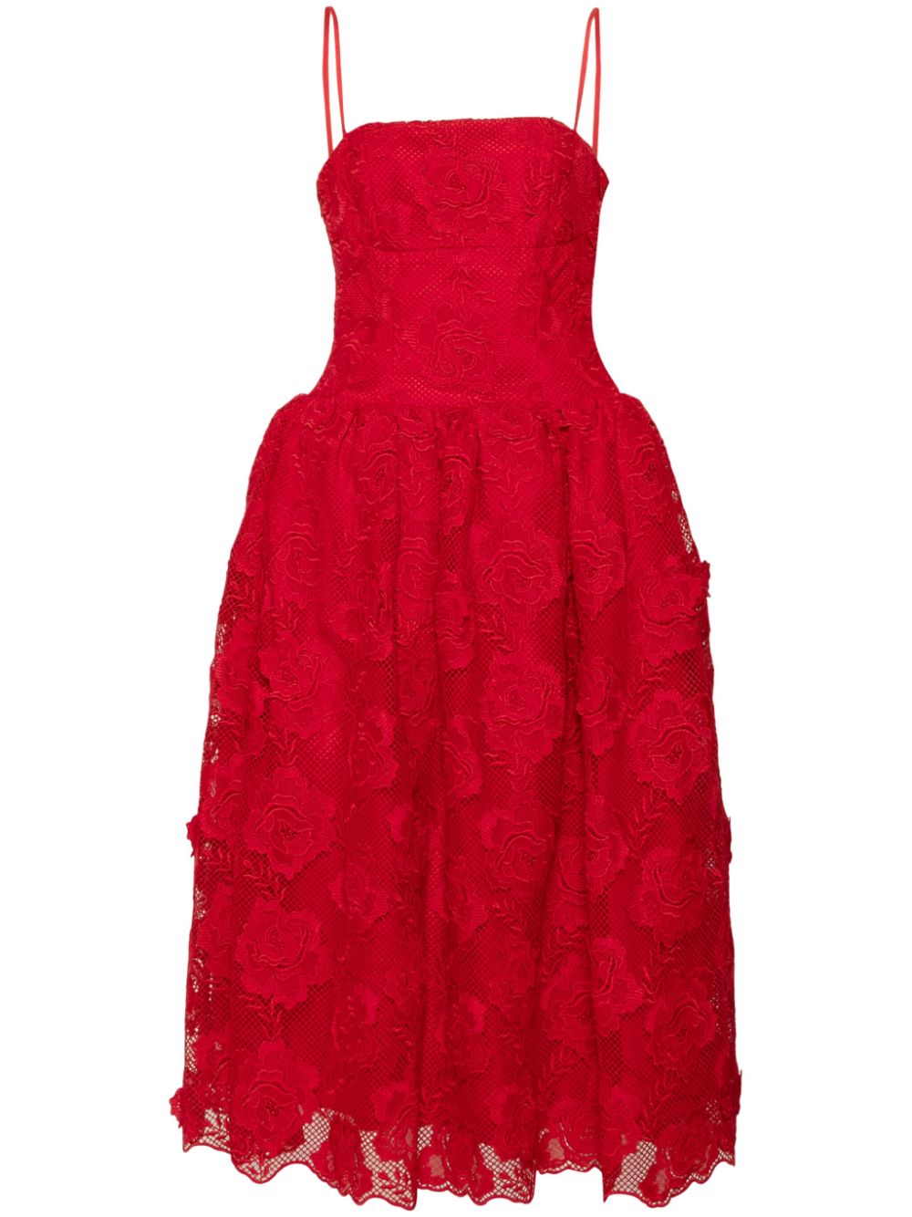 Self-Portrait bandeau-style lace midi dress - Red von Self-Portrait