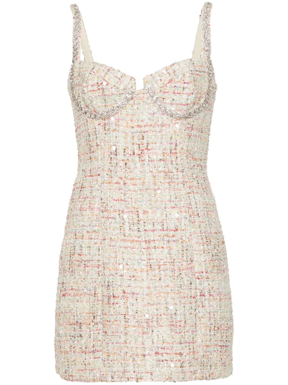 Self-Portrait bouclé-design mini dress - Neutrals von Self-Portrait