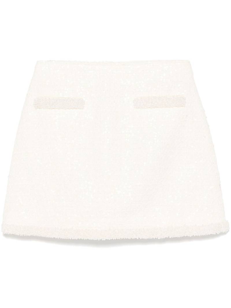 Self-Portrait bouclé pearl-trim mini skirt - Neutrals von Self-Portrait