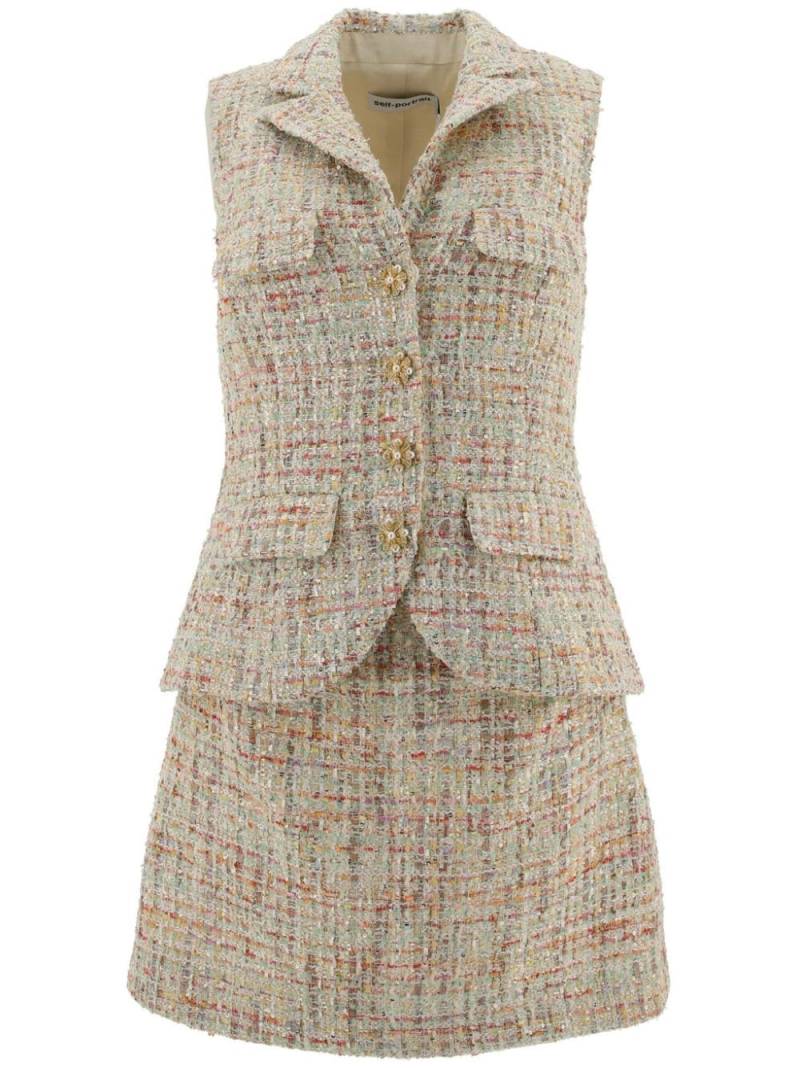 Self-Portrait bouclé tailored mini dress - Neutrals von Self-Portrait