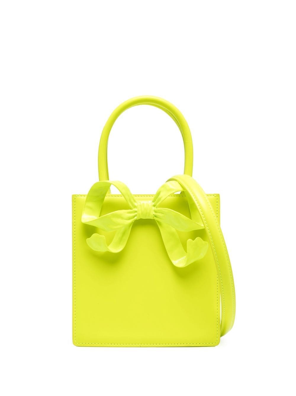 Self-Portrait bow-detail leather tote bag - Yellow von Self-Portrait