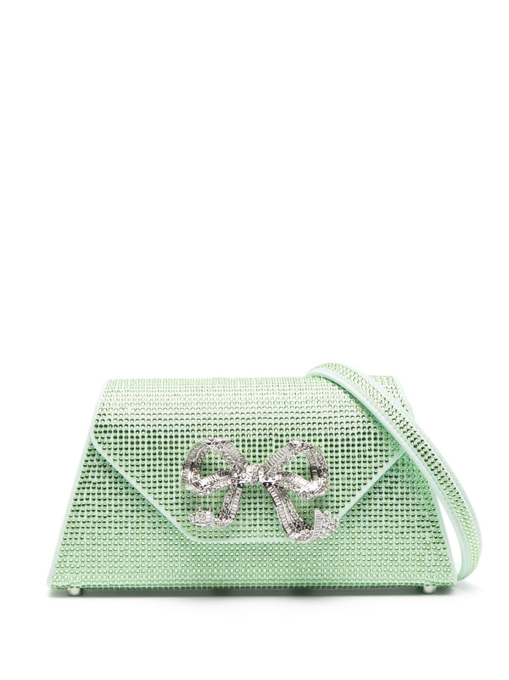 Self-Portrait bow-detail shoulder bag - Green von Self-Portrait