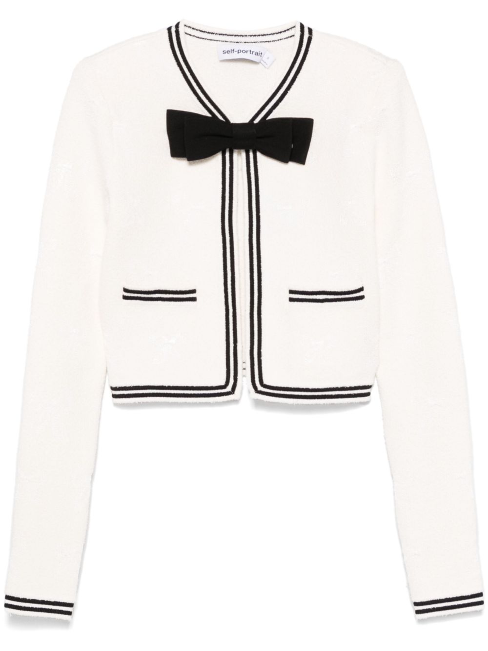 Self-Portrait bow-jacquard jacket - Neutrals von Self-Portrait