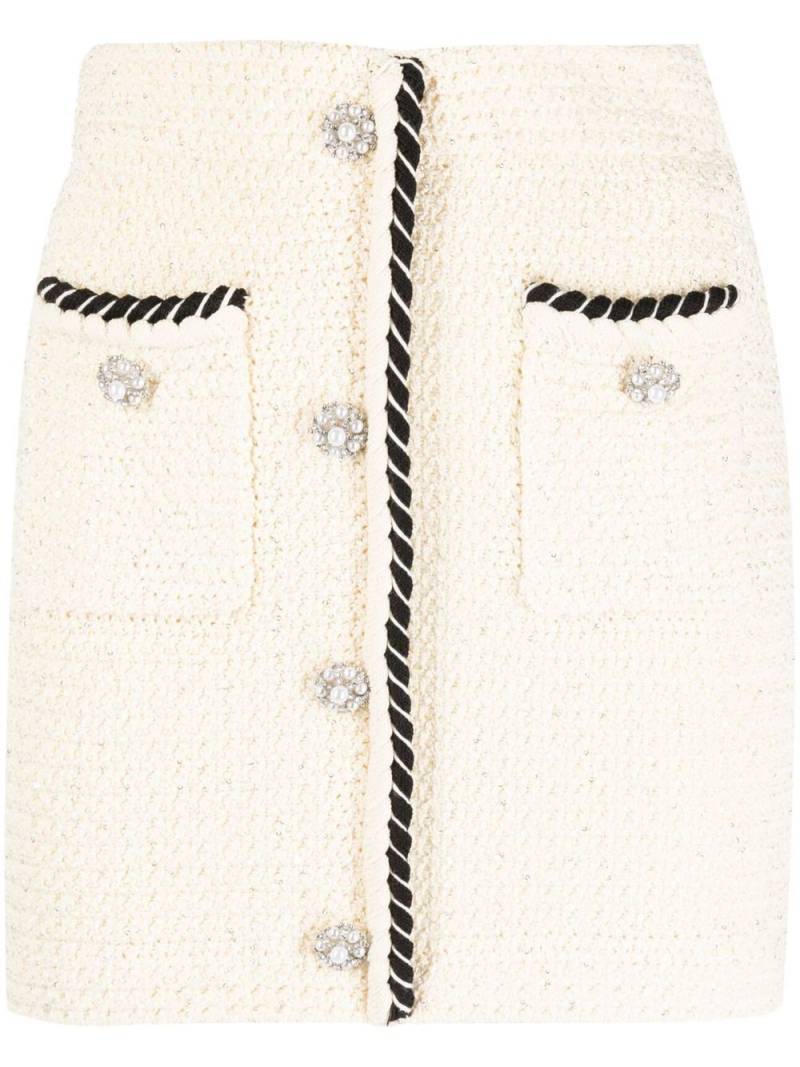 Self-Portrait braided-trim knitted skirt - Neutrals von Self-Portrait