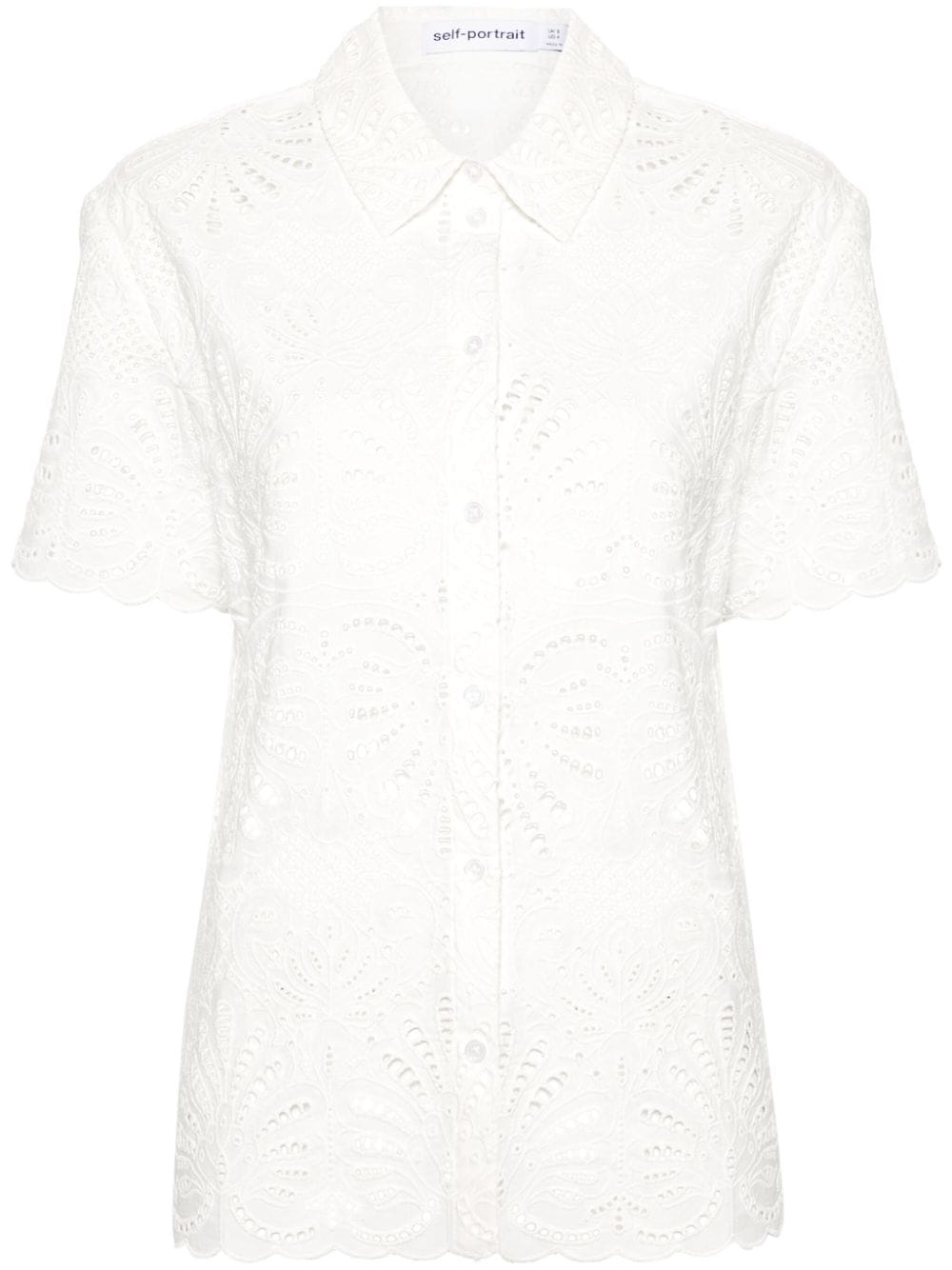 Self-Portrait broderie-anglaise cotton shirt - White von Self-Portrait