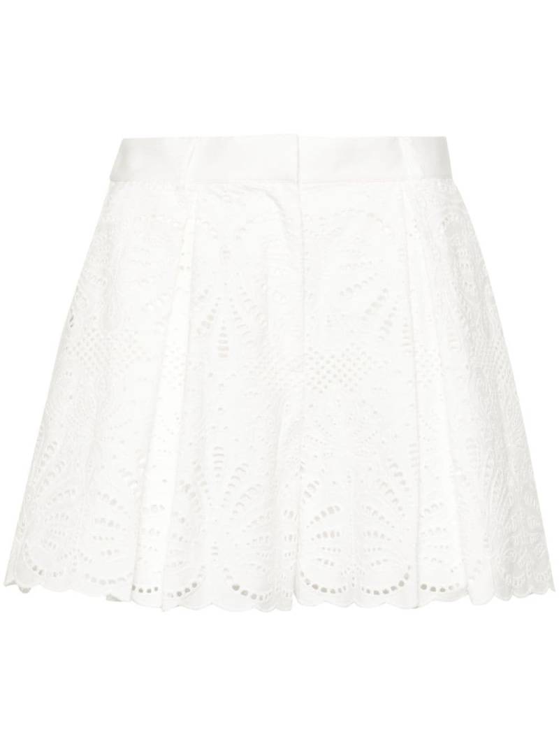 Self-Portrait broderie anglaise cotton shorts - White von Self-Portrait