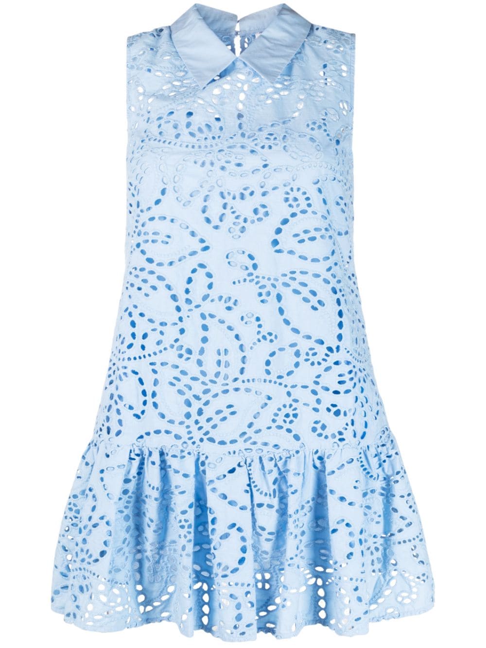 Self-Portrait broderie-anglaise tiered dress - Blue von Self-Portrait