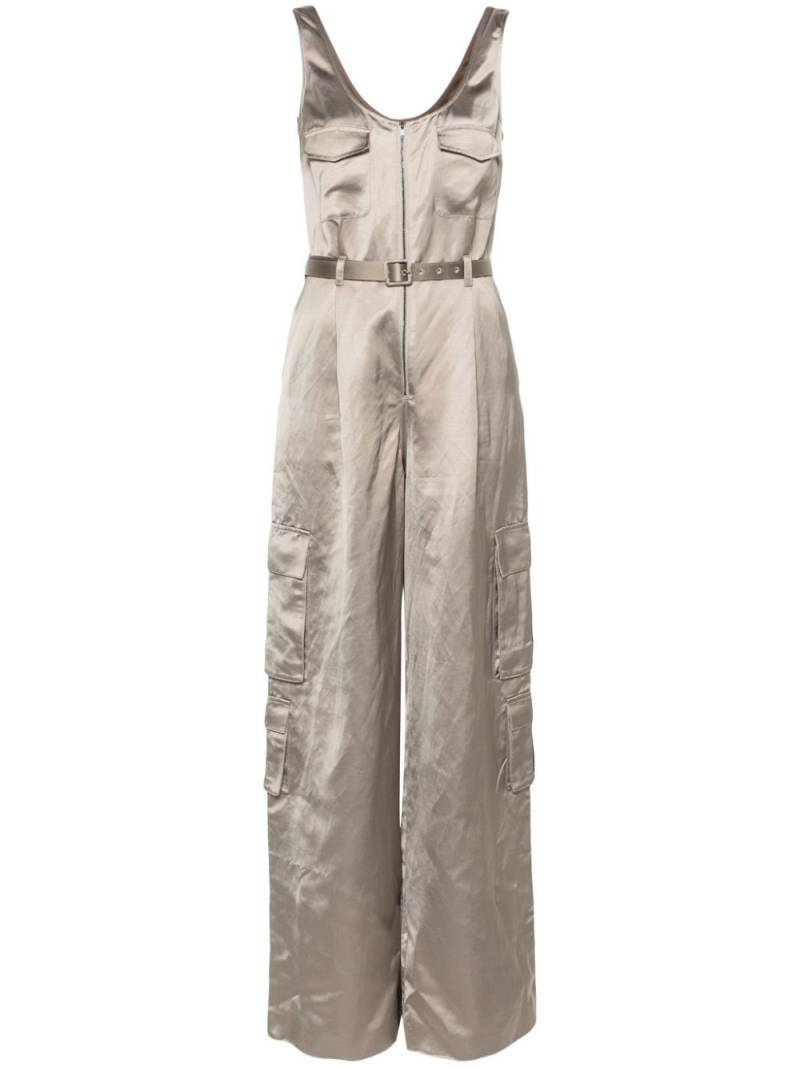 Self-Portrait cargo satin jumpsuit - Neutrals von Self-Portrait