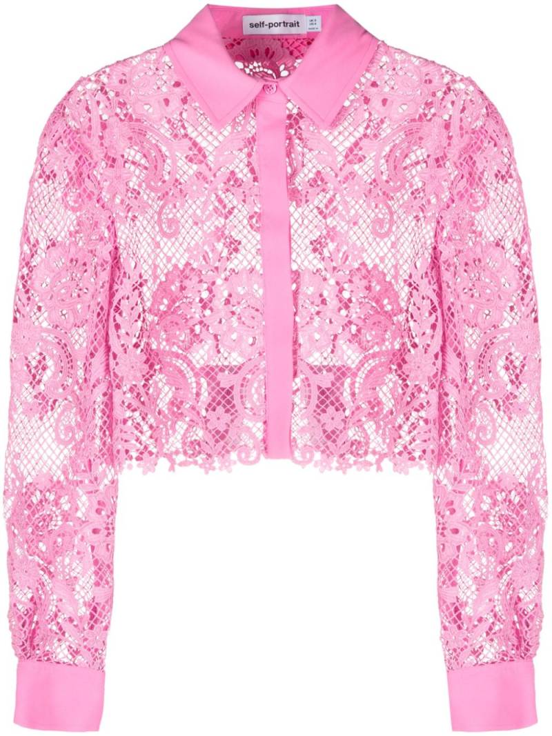 Self-Portrait corded-lace cropped shirt - Pink von Self-Portrait