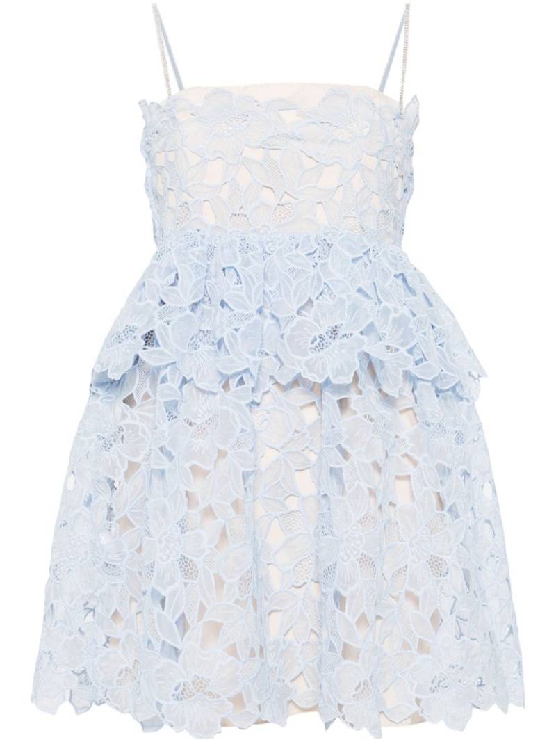 Self-Portrait corded-lace sheer mini dress - Blue von Self-Portrait