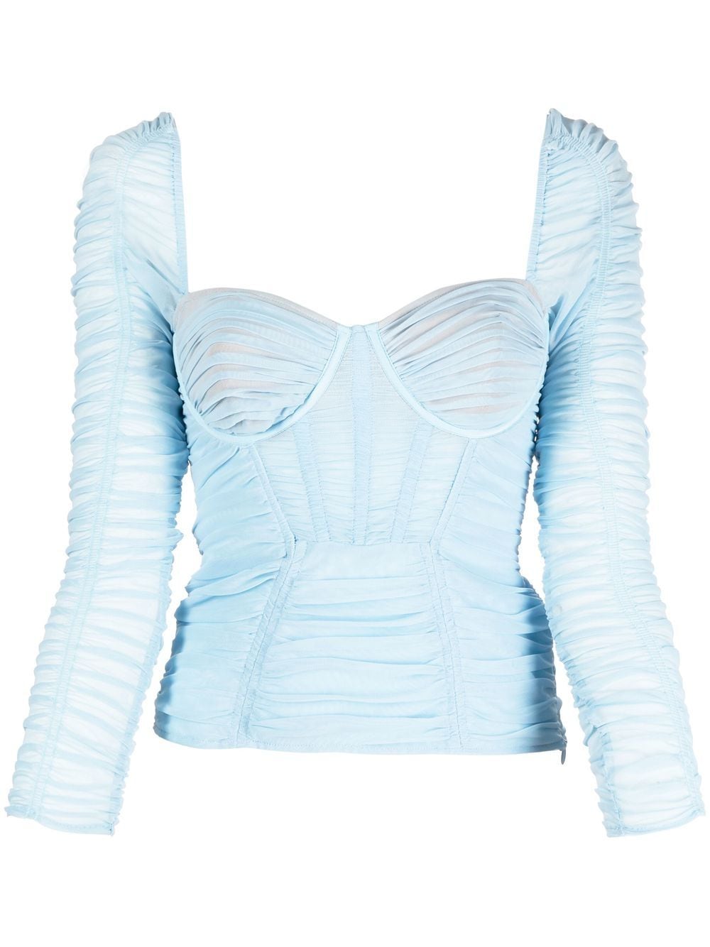 Self-Portrait corset-style ruched top - Blue von Self-Portrait