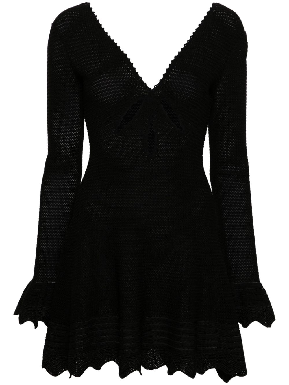 Self-Portrait crochet-knit flared minidress - Black von Self-Portrait