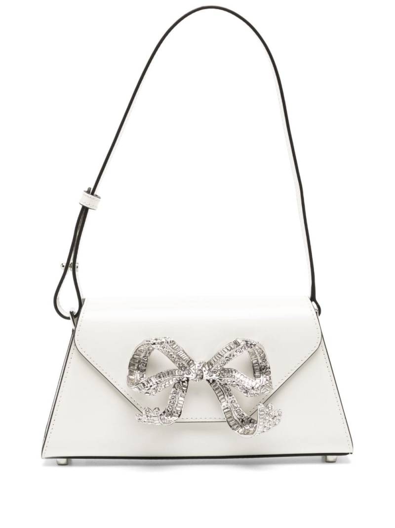 Self-Portrait crystal-bow leather shoulder bag - White von Self-Portrait