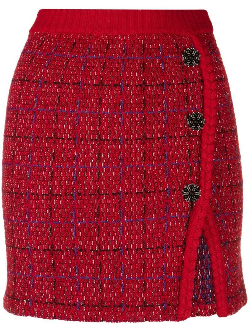 Self-Portrait crystal button knitted skirt - Red von Self-Portrait