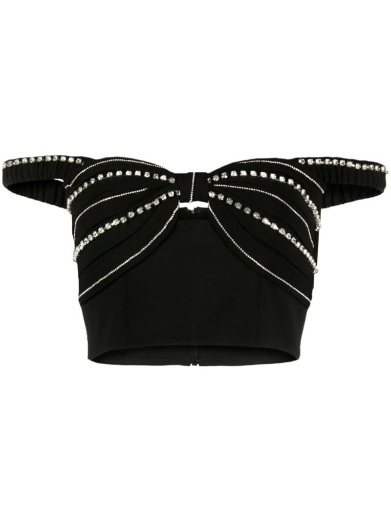 Self-Portrait crystal-embellished cropped top - Black von Self-Portrait