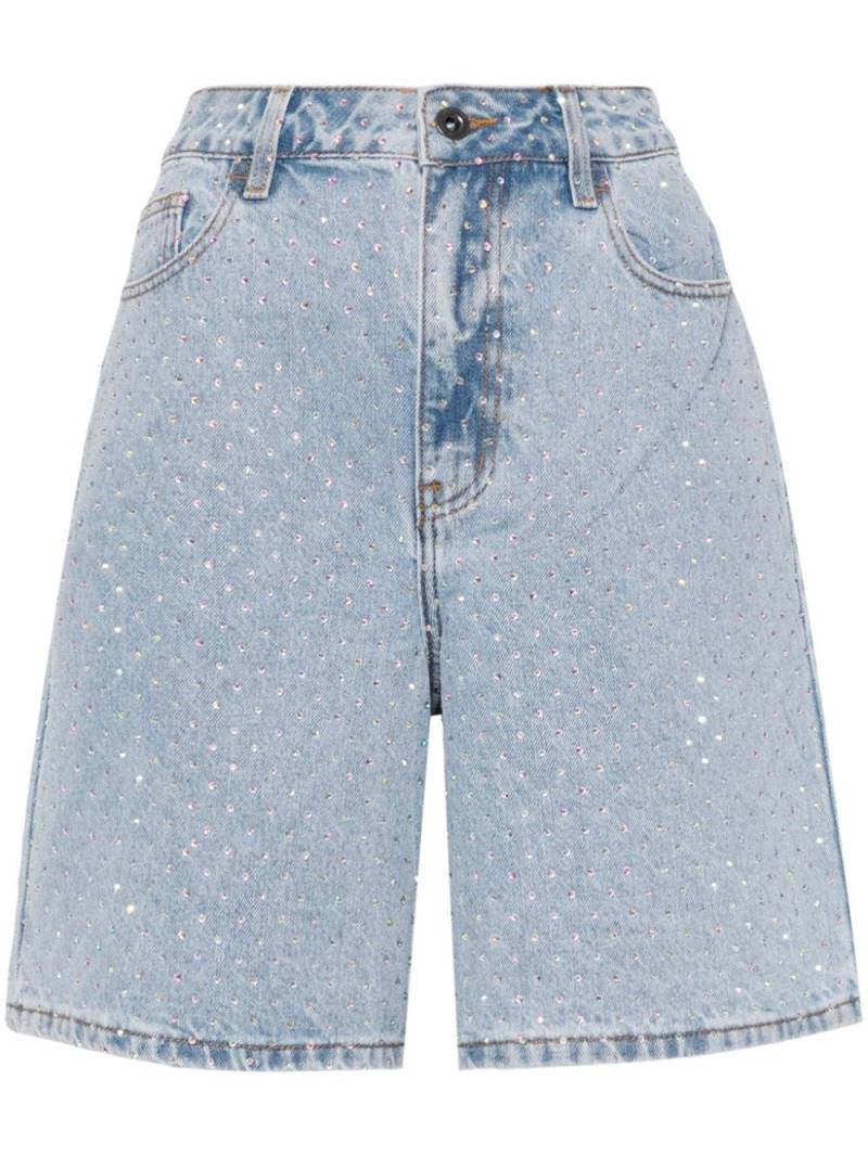 Self-Portrait crystal-embellished denim shorts - Blue von Self-Portrait