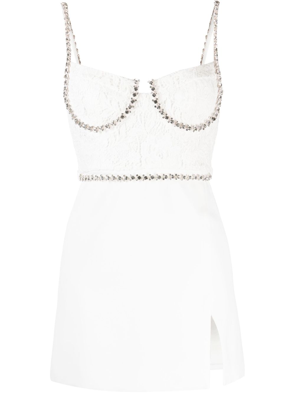 Self-Portrait crystal-embellished lace minidress - White von Self-Portrait