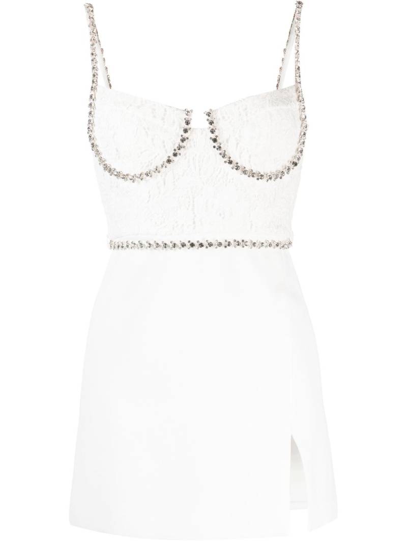 Self-Portrait crystal-embellished lace minidress - White von Self-Portrait