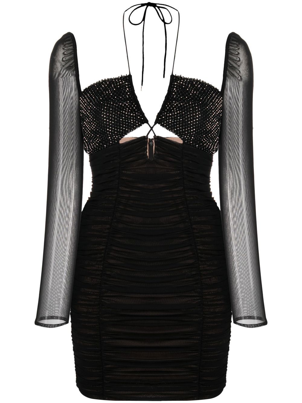 Self-Portrait crystal-embellished mesh dress - Black von Self-Portrait