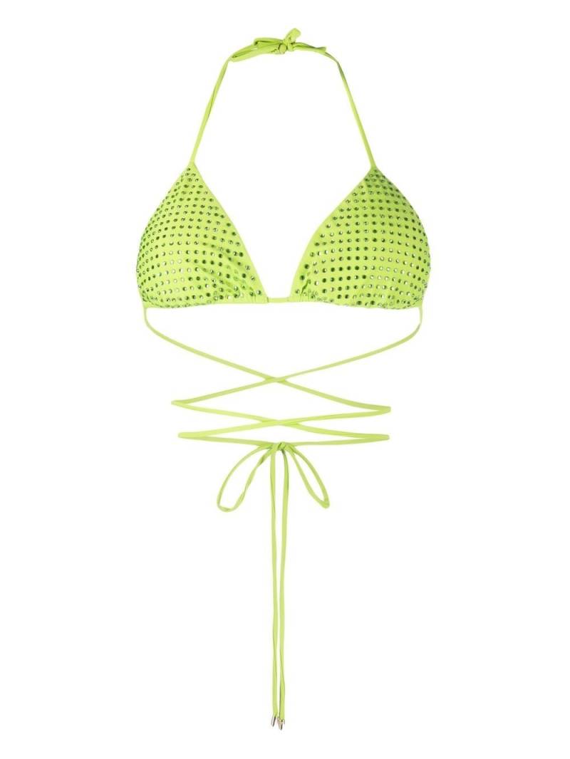 Self-Portrait crystal triangle strappy bikini top - Green von Self-Portrait